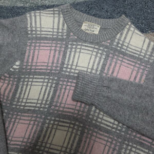 Vintage Lyle & Scott for BERK Intarsia Knit Plaid Wool Sweater